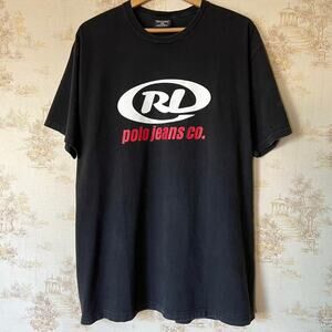 Vintage Ralph Lauren Polo Jeans Co. Graphic Tee | Faded Black | Oversized XL